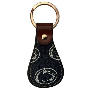 Dooney And Bourke Penn State Nittany Lion Logo Leather Keychain Blue White